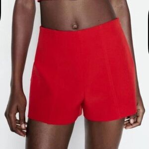Zara High-Waist Red Women’s Stretch Dress Shorts